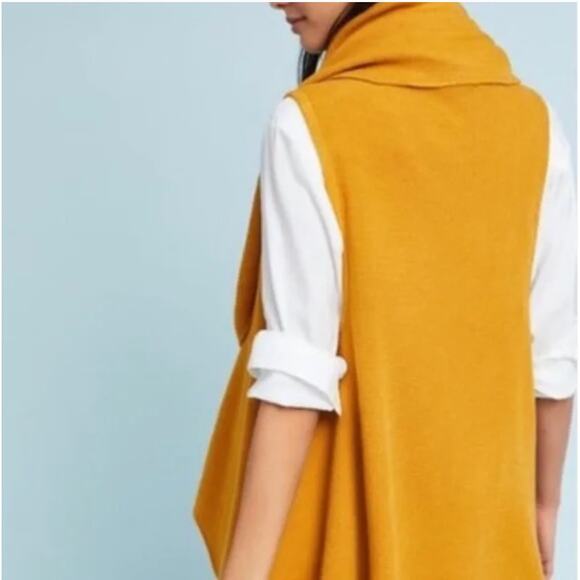 Anthropologie Moth Mustard Sleeveless Cardigan Vest - Picture 4 of 4